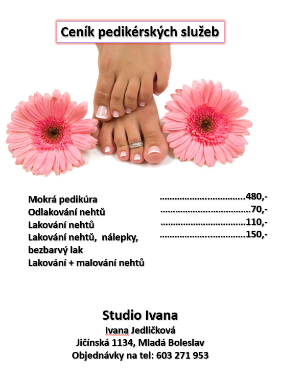 Cenik pedikura Mlada Boleslav